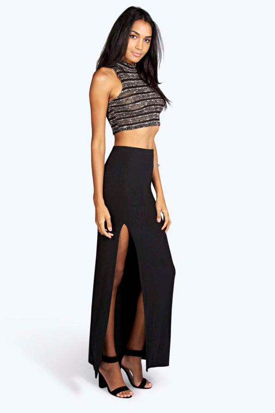 Tall Micha Basic Side Split Maxi Skirt